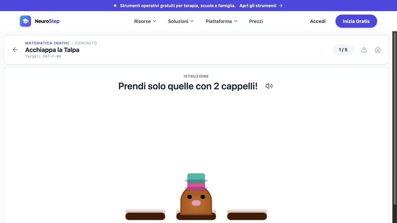 Esercizio reale NeuroStep Acchiappa la Talpa collegato al target MAT-F-04